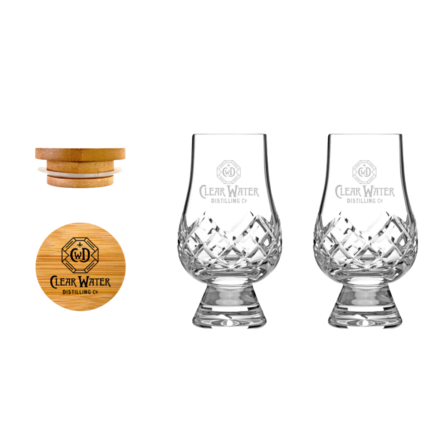 Crystal Glencairn Set with Wood Barrel Caps
