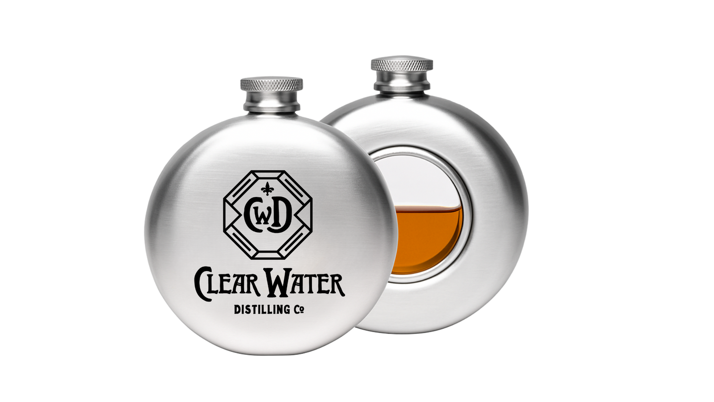 Clear Water Engraved Port-Hole Flask