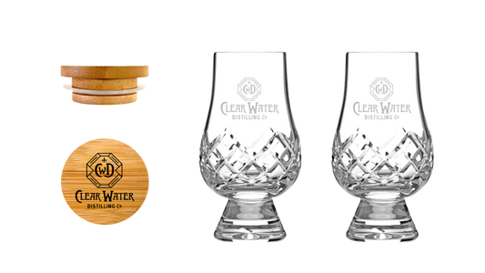 Crystal Glencairn Glasses 2 Pack with 2 Wood Barrel Caps Set