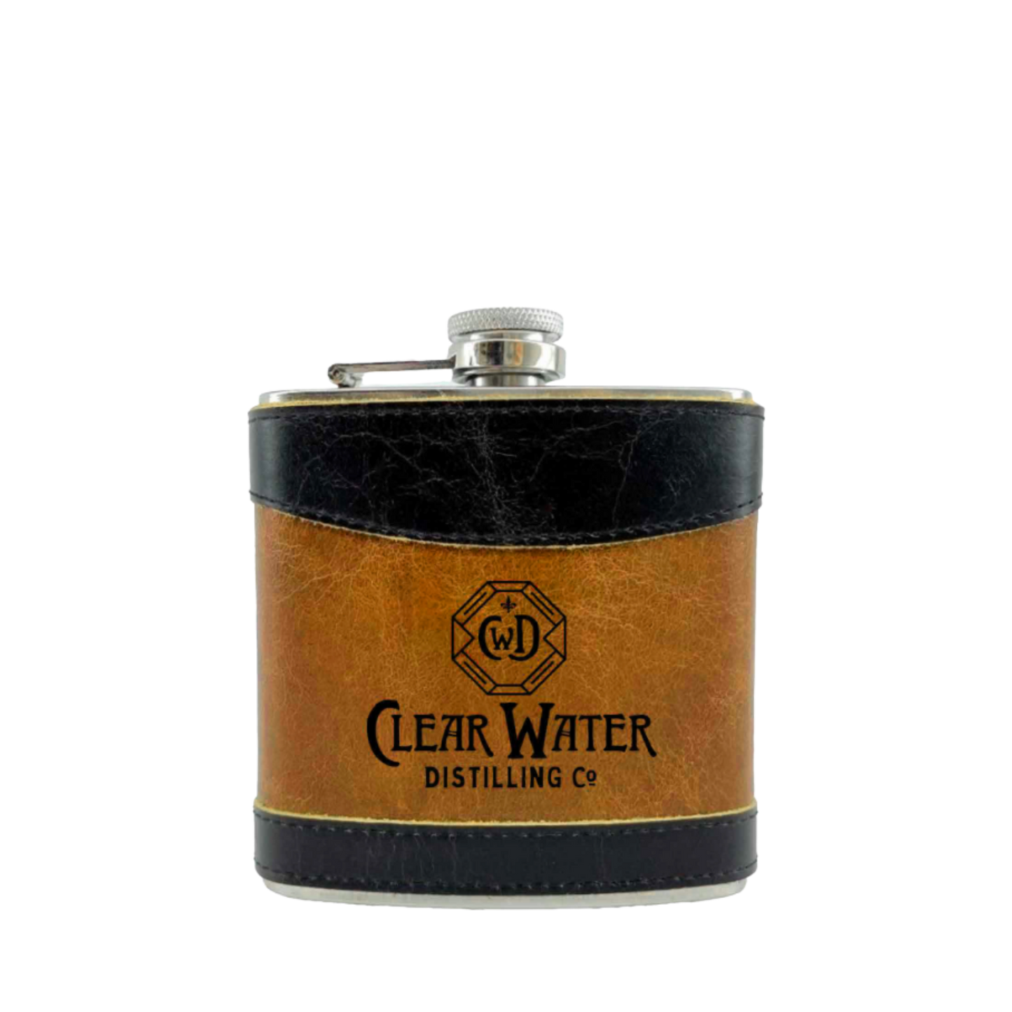 Clear Water Distilling Leather Flask