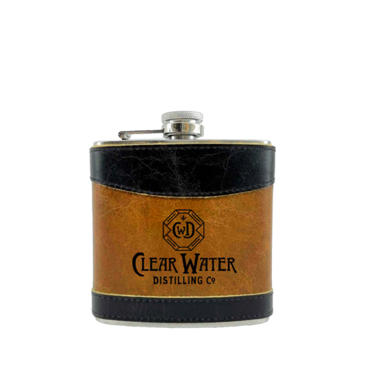 Clear Water Distilling Leather Flask