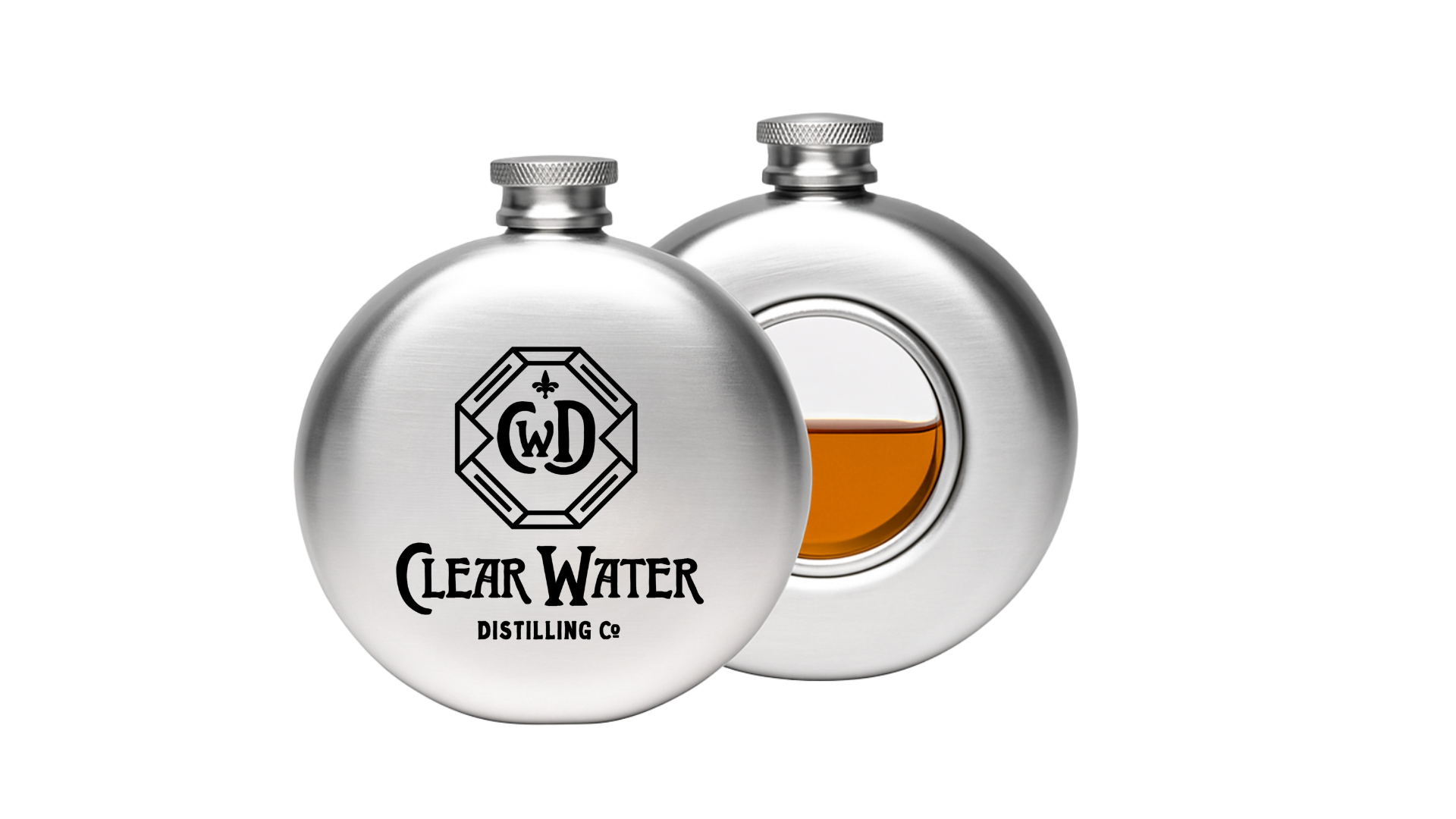 Clear Water Distilling Co Engraved 5 oz Port-Hole Flask