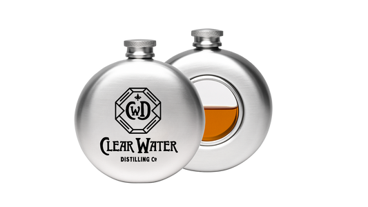Clear Water Distilling Co Engraved 5 oz Port-Hole Flask